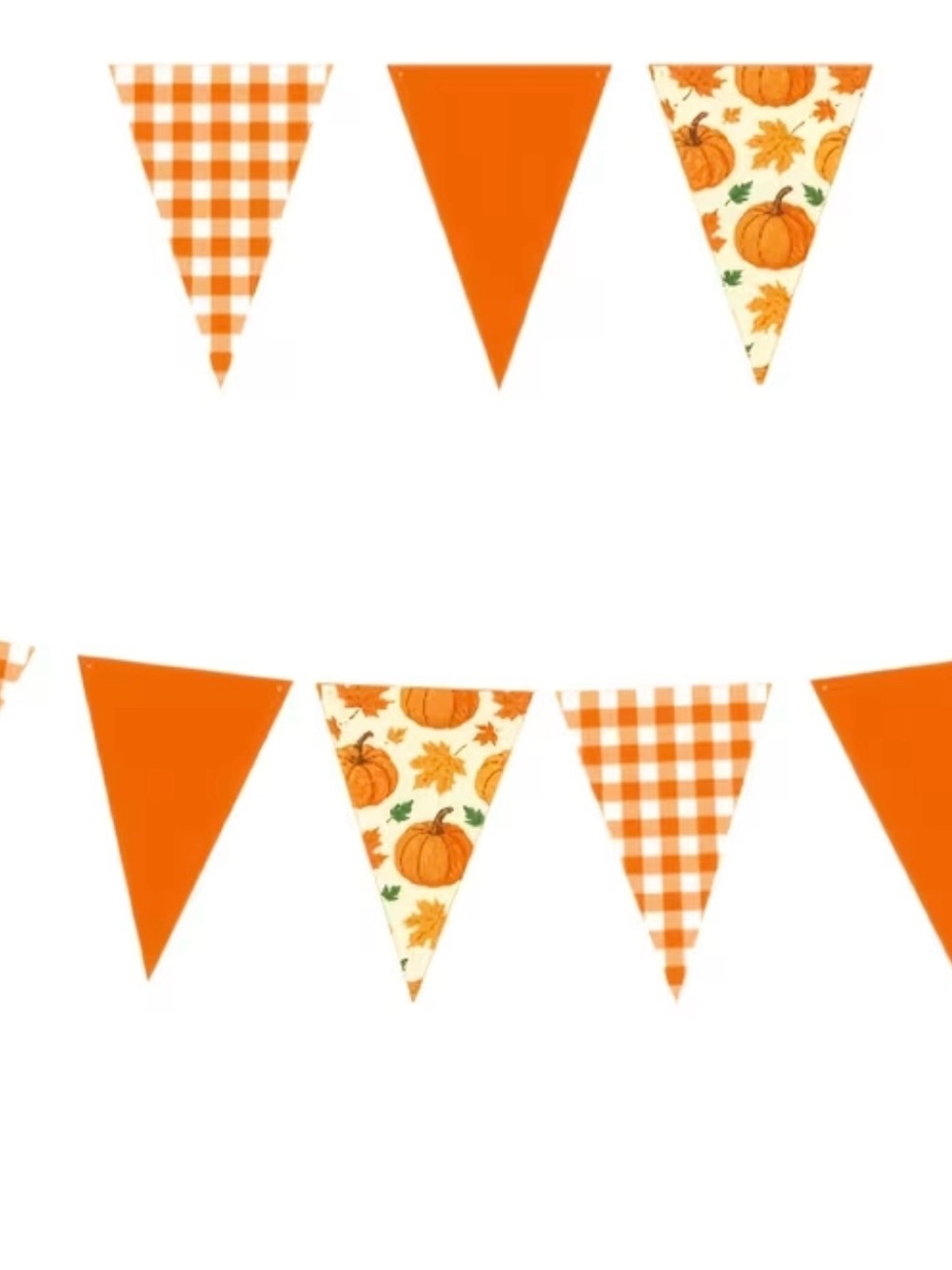 Festive Orange Pumpkin & Plaid Pennant Banner - Home Party Supplies